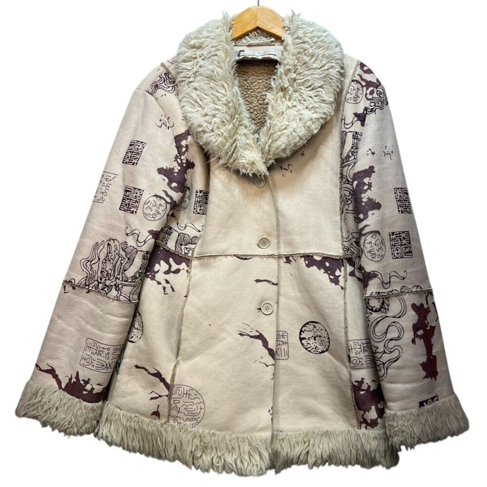 Daniel Benjamin Women's Faux Button Front Cardigan Jacket Sz L Beige Y2K
